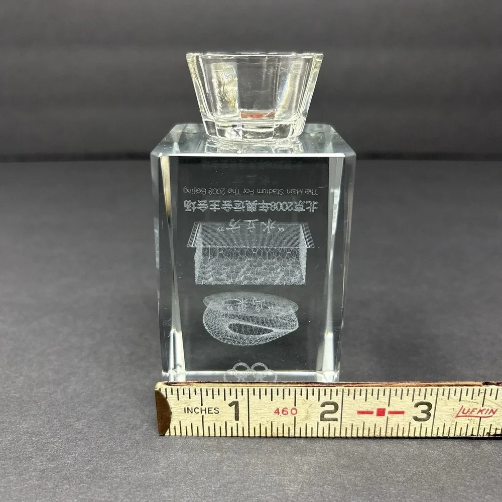 2008 Beijing Olympics Bird's Nest Water Cube 3D Crystal Candle Holder Souvenir